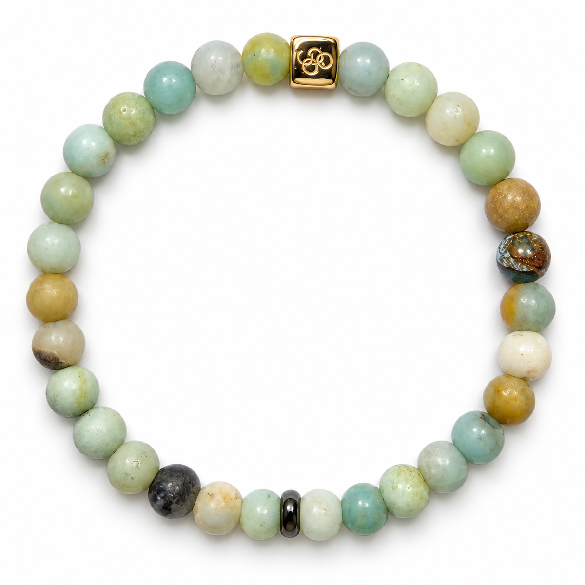 Amazonite Gemstone & Gold-Tone Stretch Bracelet - 6mm