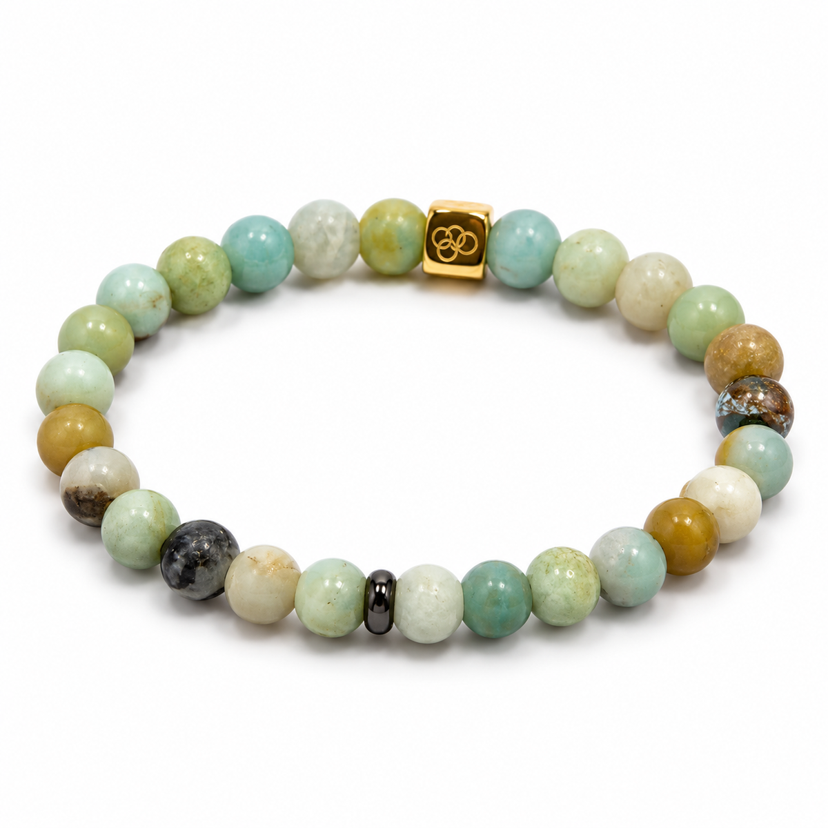Amazonite Gemstone & Gold-Tone Stretch Bracelet - 6mm