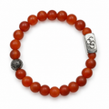 Matte Carnelian & Silver-Tone Stretch Bracelet - 8mm