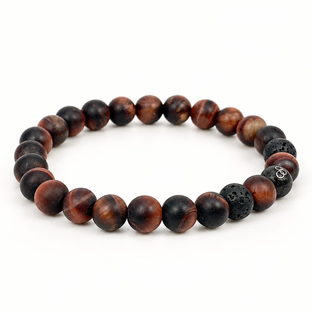 Matte Tiger Eye & Lava Stone Stretch Bracelet – 8mm
