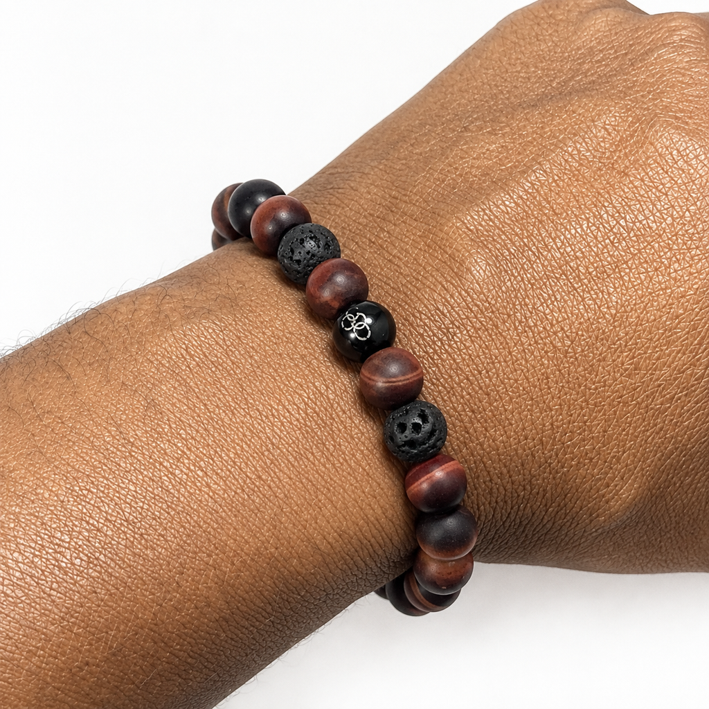 Matte Tiger Eye & Lava Stone Stretch Bracelet – 8mm