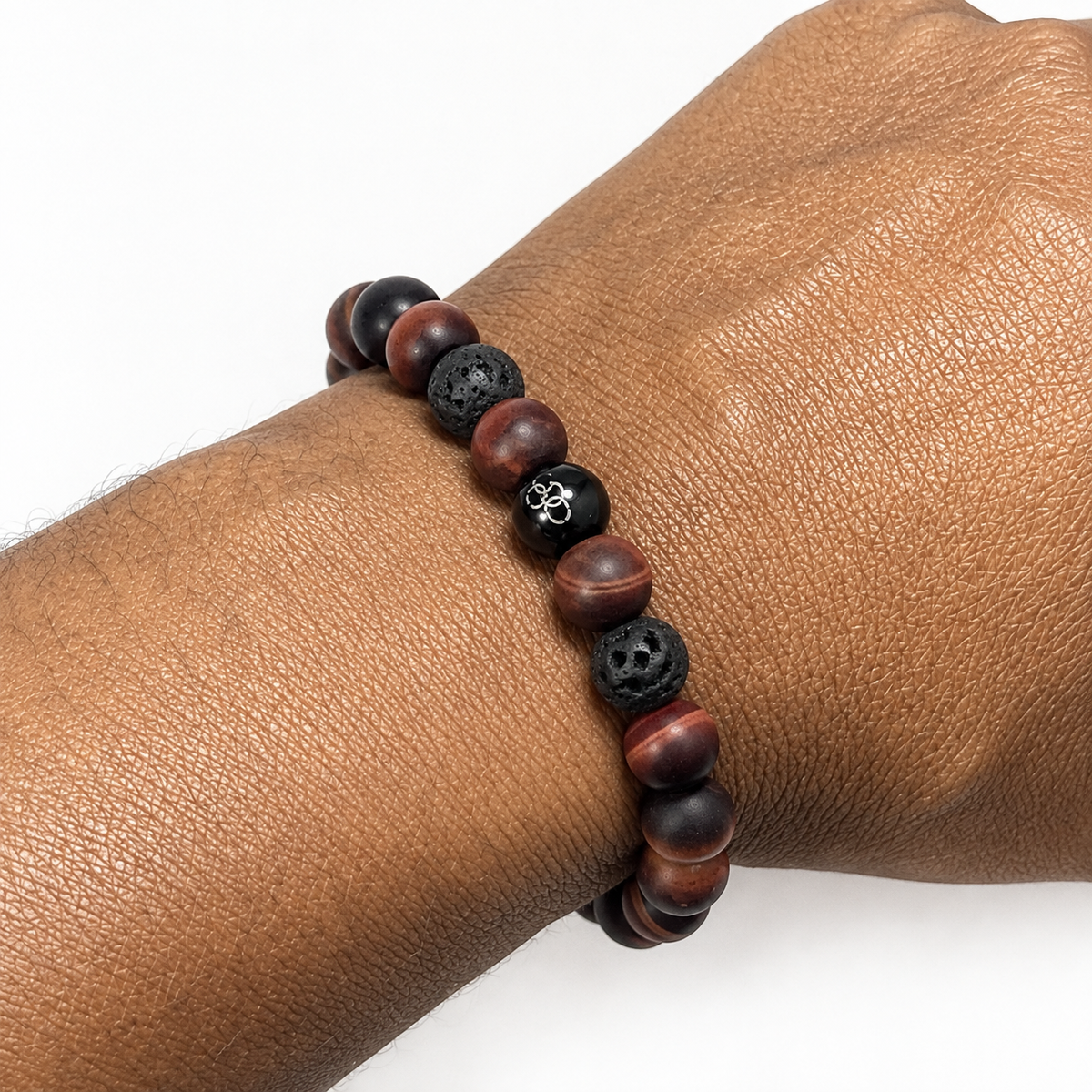 Matte Tiger Eye & Lava Stone Stretch Bracelet – 8mm