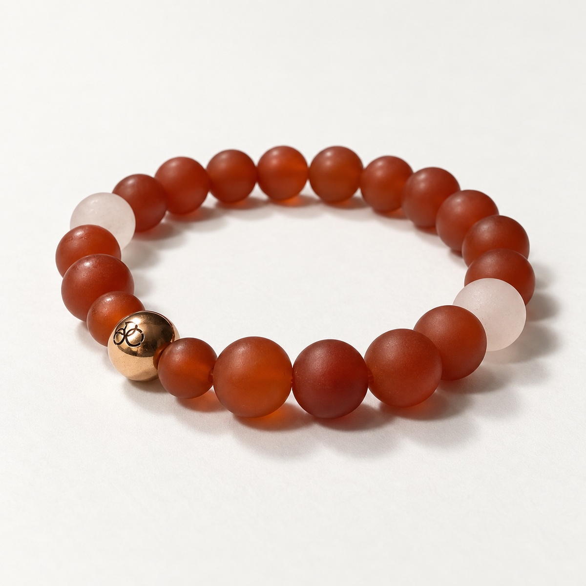 Matte Carnelian & Rose Quartz Gemstone Stretch Bracelet – 8mm