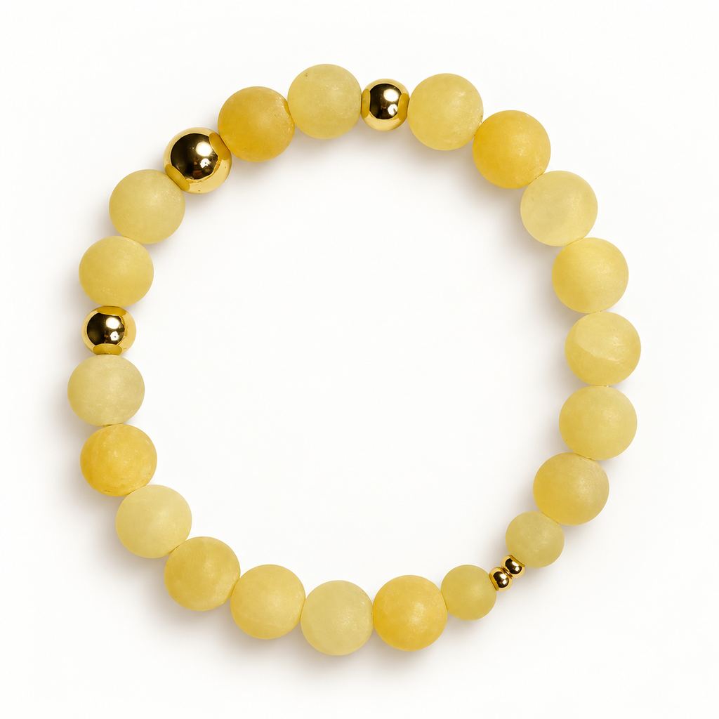 Yellow Calcite & Gold-Tone Stretch Bracelet - 8mm