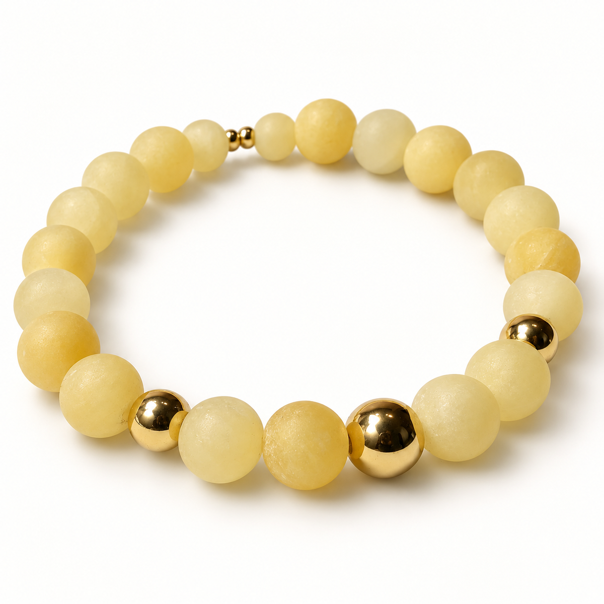 Yellow Calcite & Gold-Tone Stretch Bracelet - 8mm