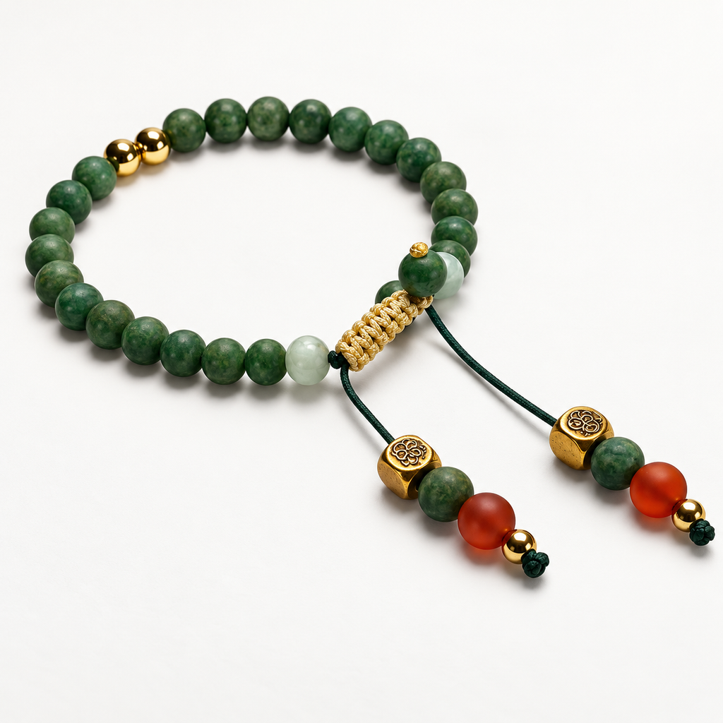 Matte African Jade & Beryl Macramé Bracelet - 6mm