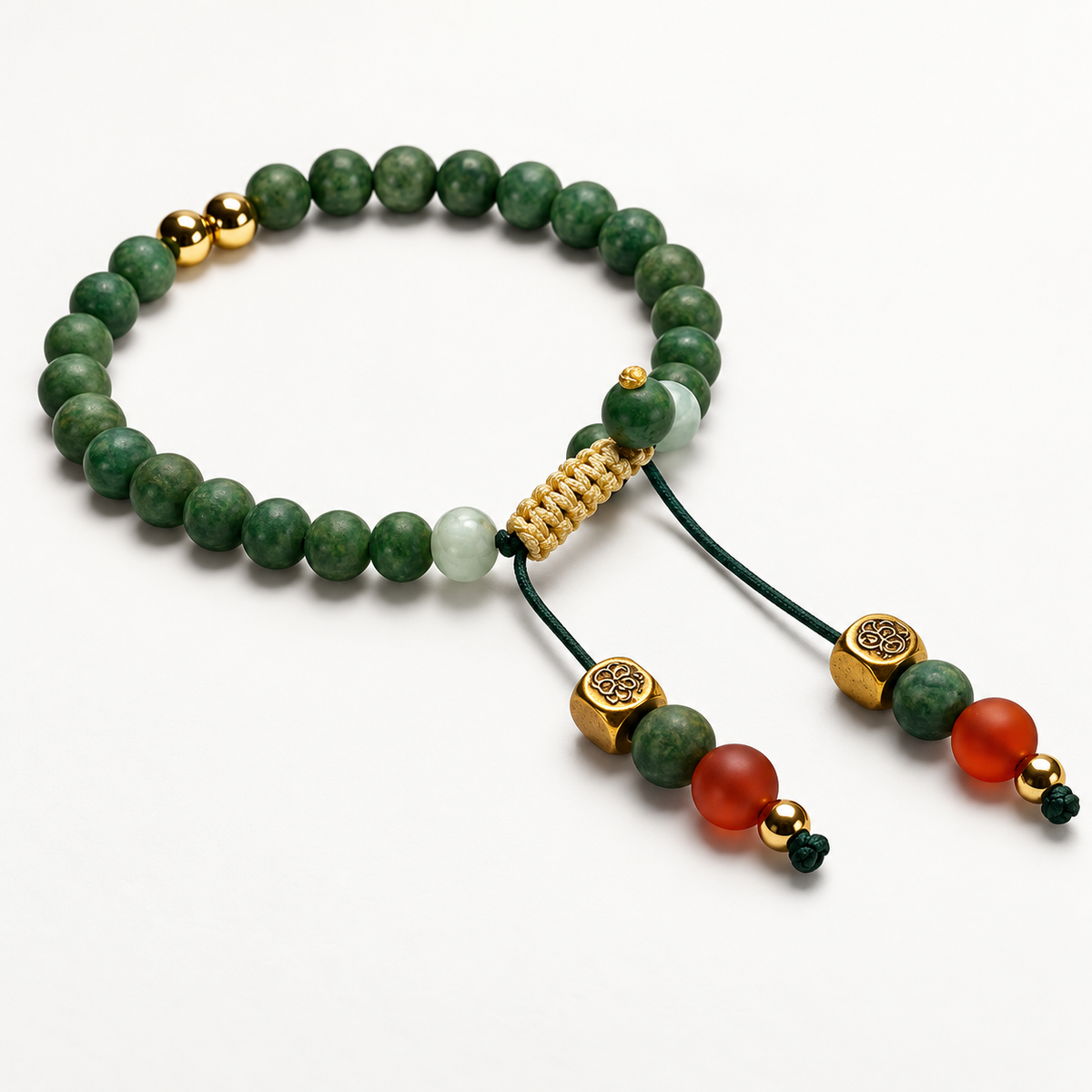 Matte African Jade & Beryl Macramé Bracelet - 6mm