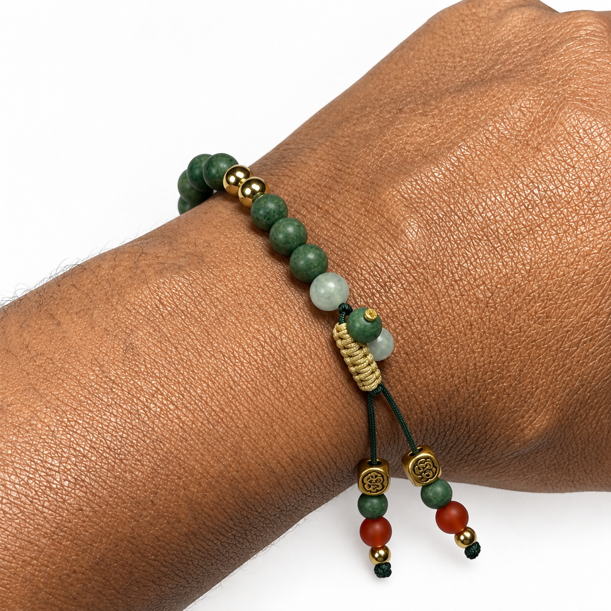 Matte African Jade & Beryl Macramé Bracelet - 6mm