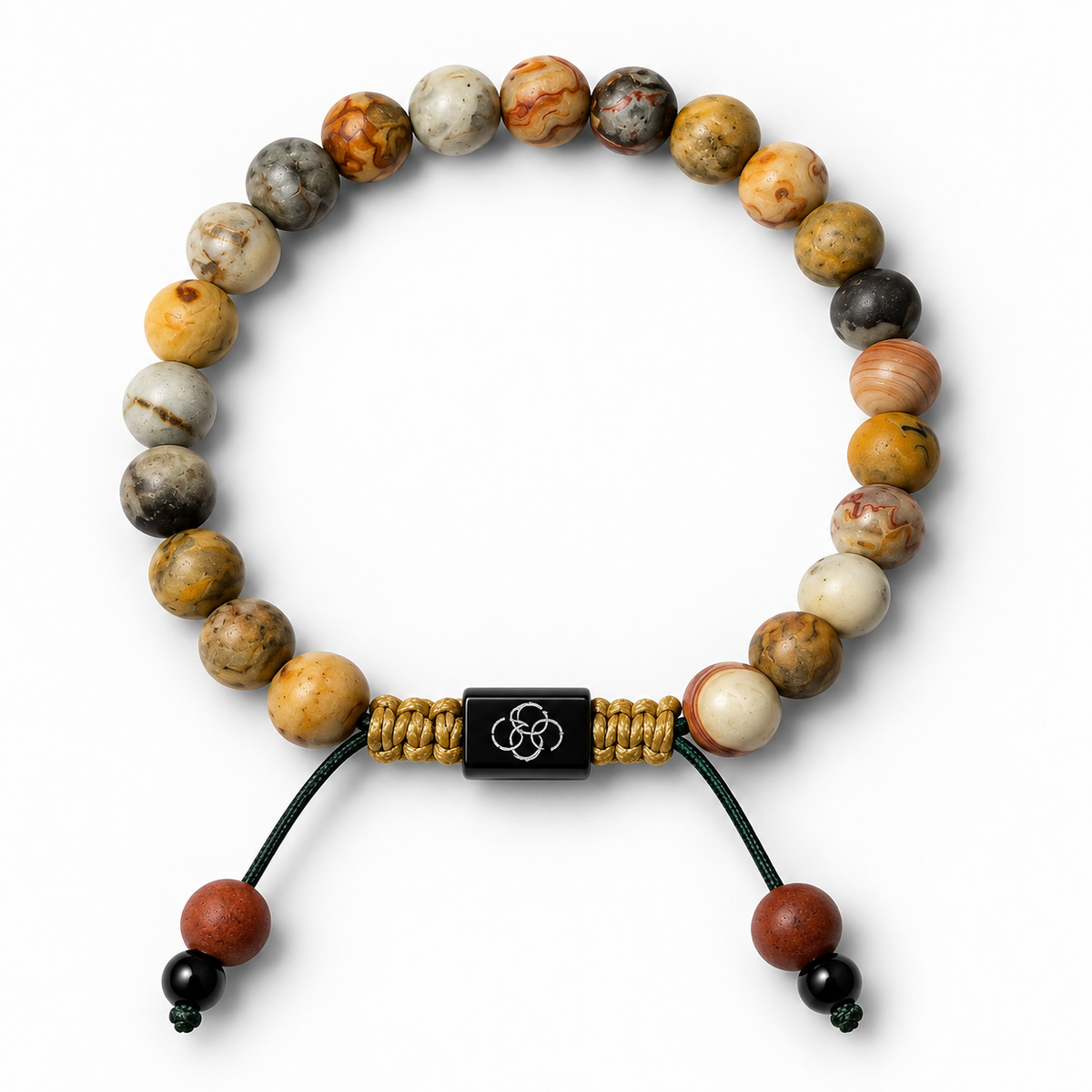 Matte Fossil Coral Adjustable Macramé Bracelet - 6mm