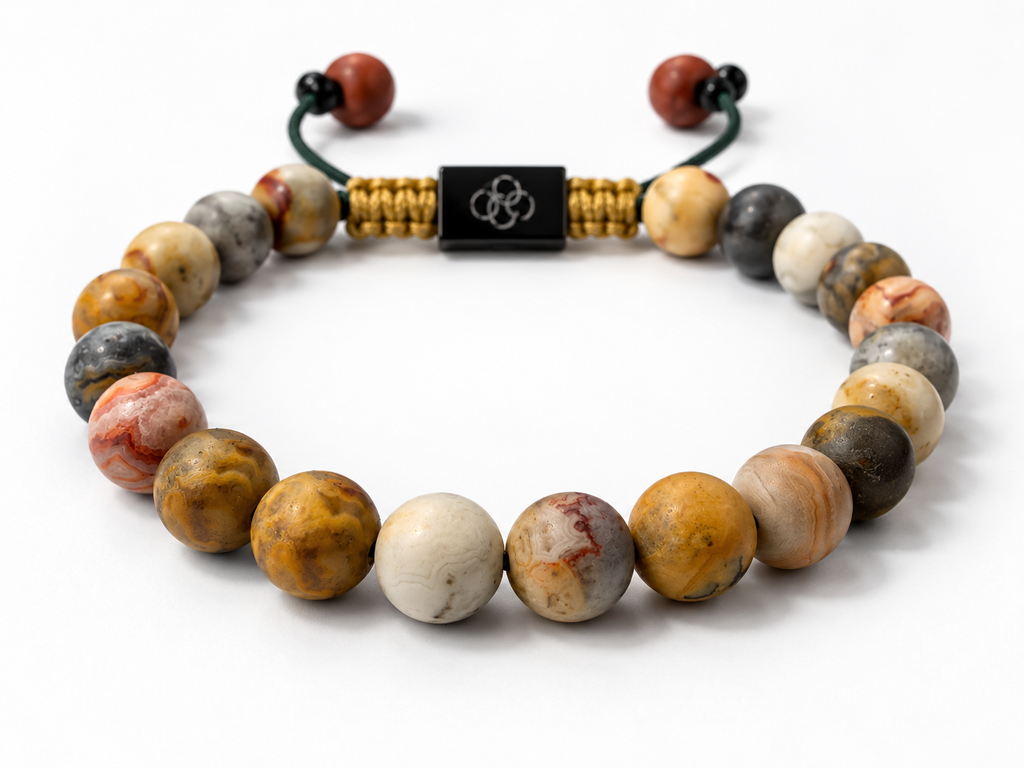 Matte Fossil Coral Adjustable Macramé Bracelet - 6mm