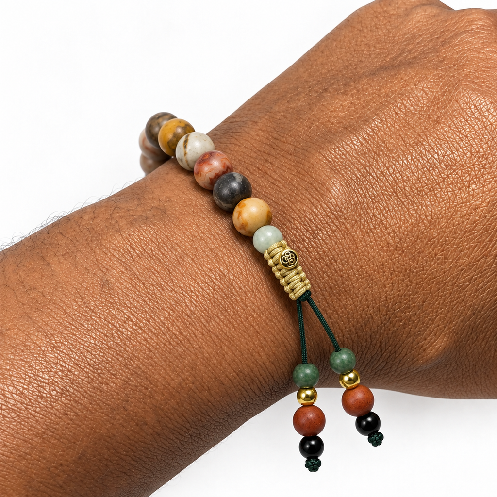 Matte Fossil Coral Adjustable Macramé Bracelet - 6mm