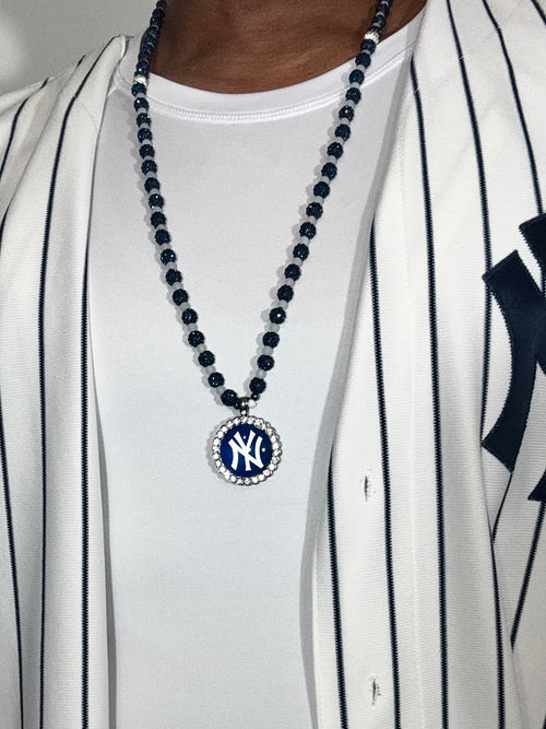 Handcrafted Baseball Fan-Inspired Pendant Necklace – 30 inch