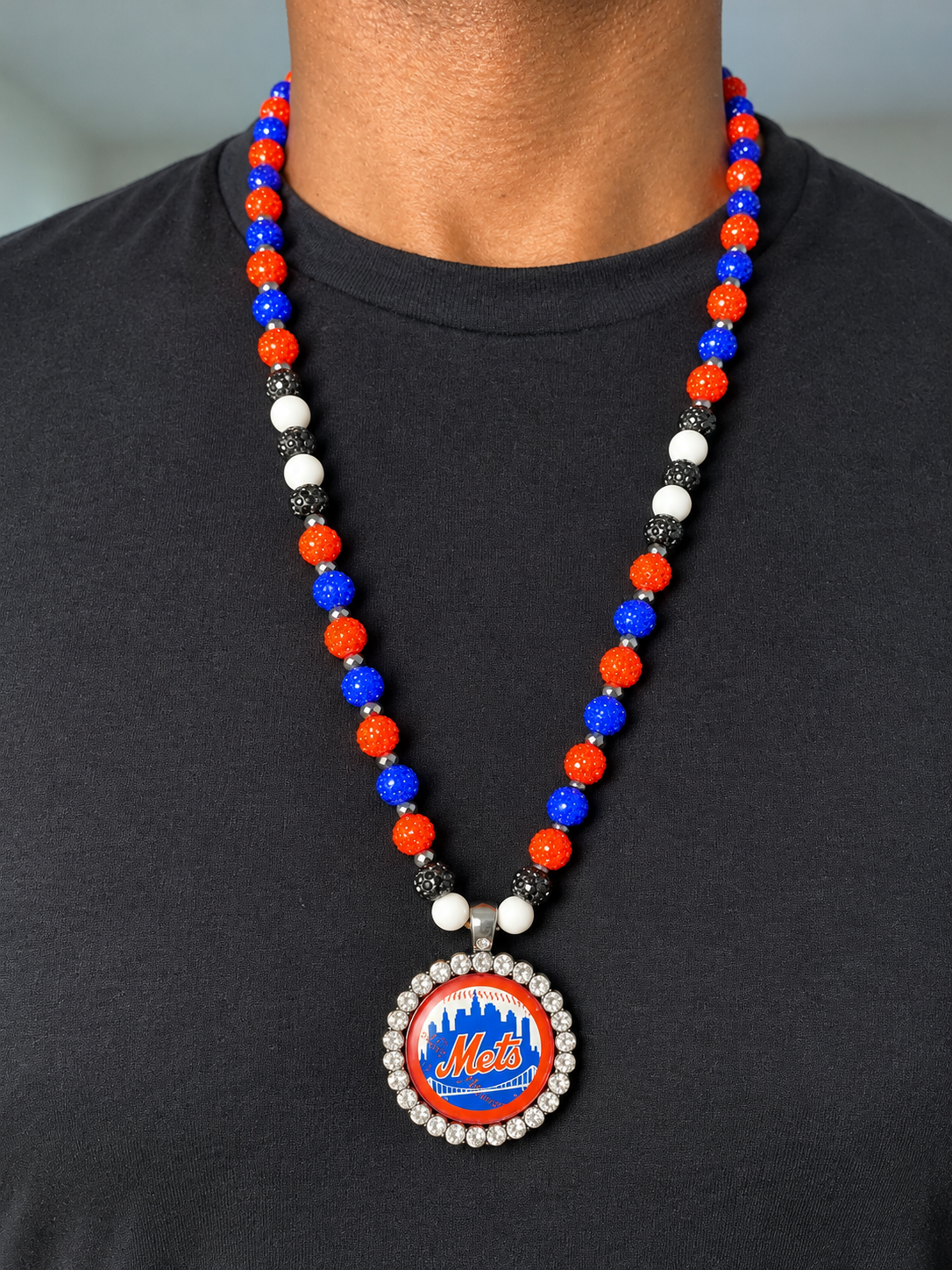 Handcrafted Baseball Fan-Inspired Pendant Necklace – 30 inch