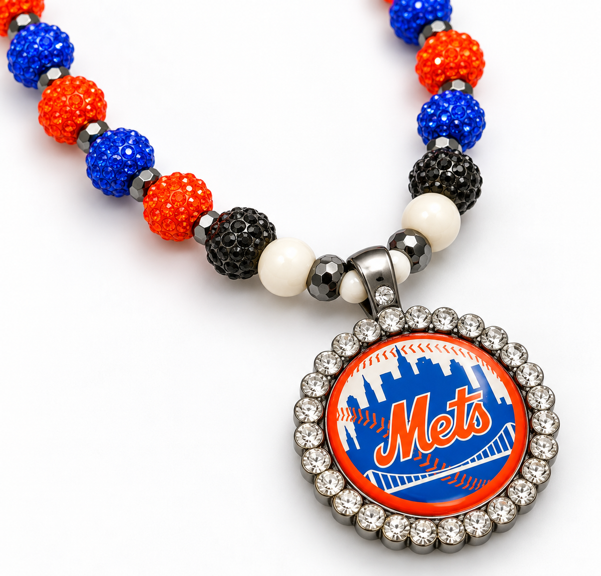 Handcrafted Baseball Fan-Inspired Pendant Necklace – 30 inch