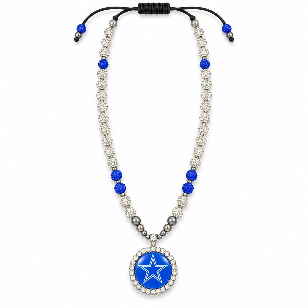 Handcrafted Rhinestone Football Fan-Inspired Pendant Necklace – 26inches