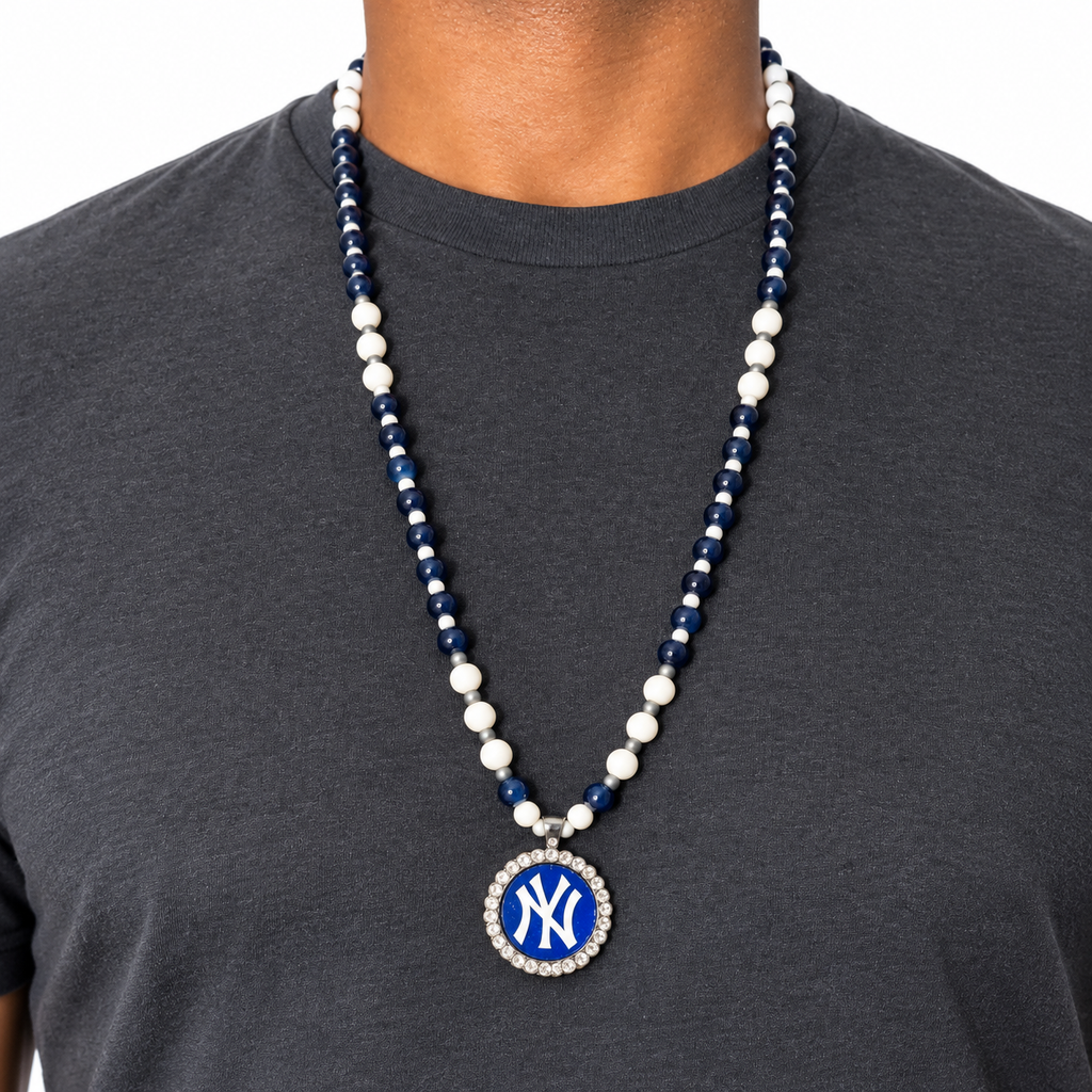Handcrafted Baseball Fan-Inspired Pendant Necklace – 30 inch