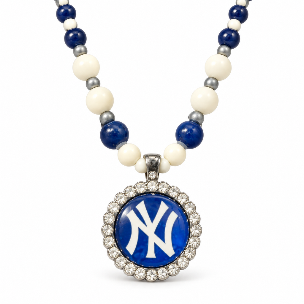 Handcrafted Baseball Fan-Inspired Pendant Necklace – 30 inch