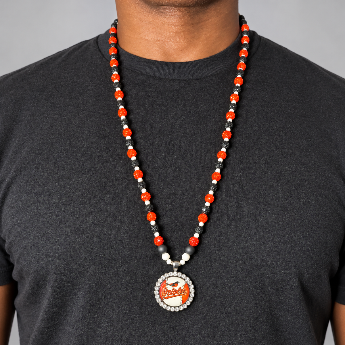 Handcrafted Baseball Fan-Inspired Pendant Necklace – 30 inch