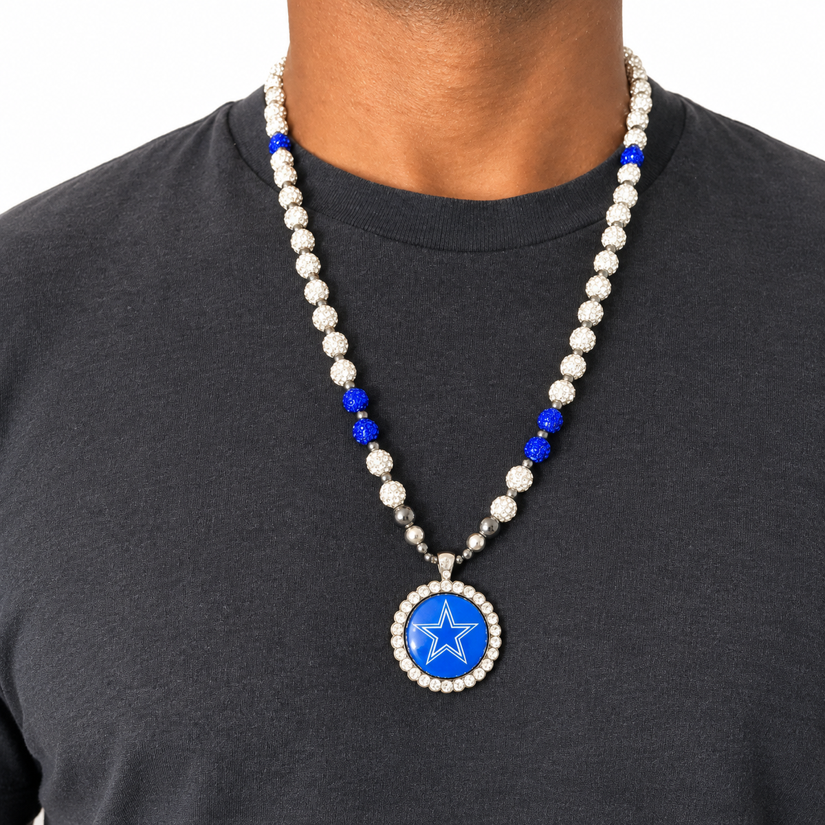 Handcrafted Rhinestone Football Fan-Inspired Pendant Necklace – 26inches